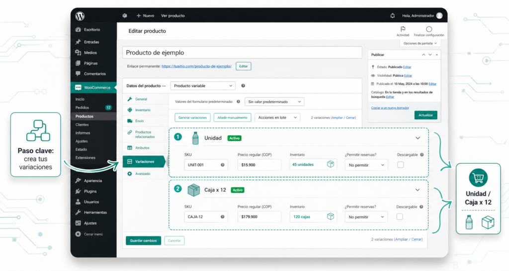 7 pasos clave para dominar los productos variables en WooCommerce y vender más 2 Crear Variaciones En Productos Variables Woocommerce
